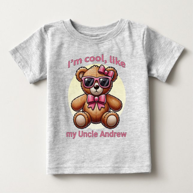 Jag är Coola Nalle med Rosa Bow-Anpassadet T Shirt (Framsida)