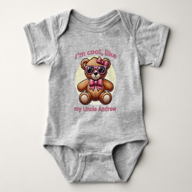 Jag är Coola Nalle med Rosa Bow-Anpassadet T Shirt (Framsida)