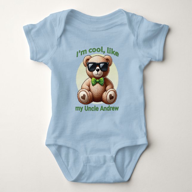 Jag är Coolans Nalle med Anpassadet Grönt Bow T Shirt (Framsida)
