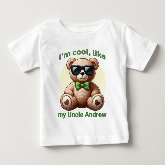 Jag är Coolans Nalle med Anpassadet Grönt Bow T Shirt (Framsida)