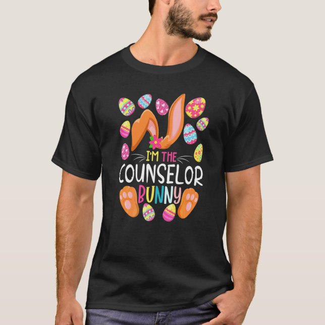 Jag är Couselor Bunny Cute Eggs Rabit Påsk Part T Shirt (Framsida)