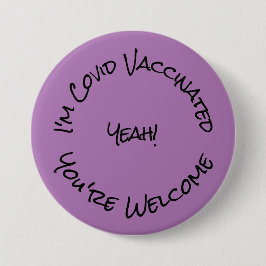 Jag är Covid Vaccinerad Lavender Black-knapp Knapp