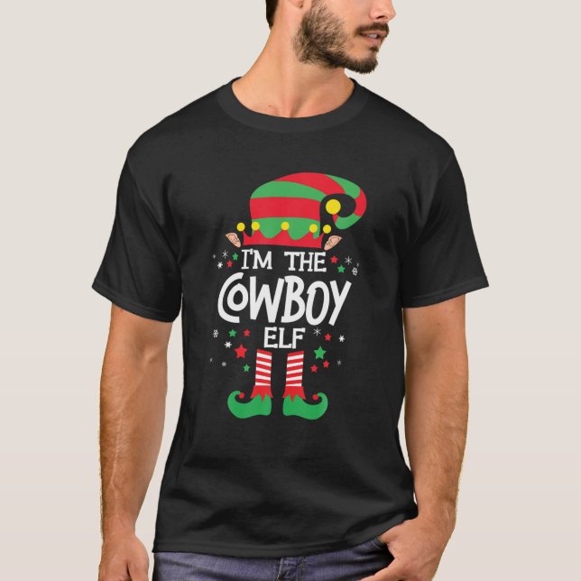 Jag är Cowboys Elf-familjen som matchar jul T Shirt (Framsida)