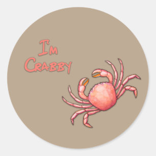 Jag är Crabby Runt Klistermärke