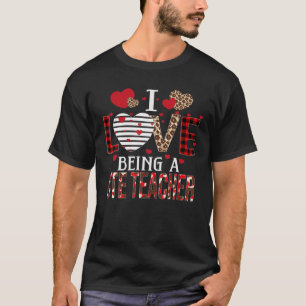 Jag är CTE Lärare Red Plade Hearts Valent T Shirt