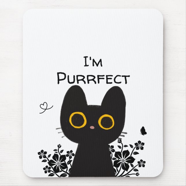 Jag är Cute Black Cat Mousepad. Musmatta (Framsidan)