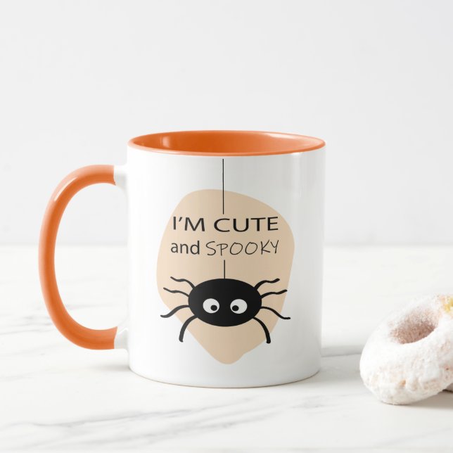 Jag är Cute och Spooky l Spider Halloween Theme Mugg (Med munk)