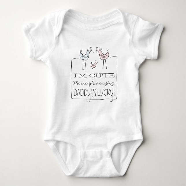 Jag är Cute, Pappor Lucky Funny Baby T-Shirt (Framsida)