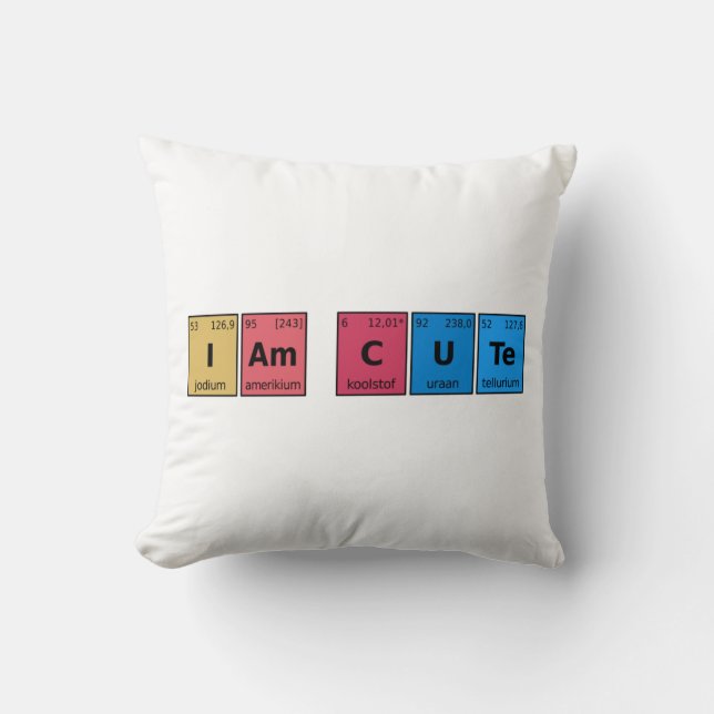 Jag är Cute Periodic Bord Kudde (Framsida)
