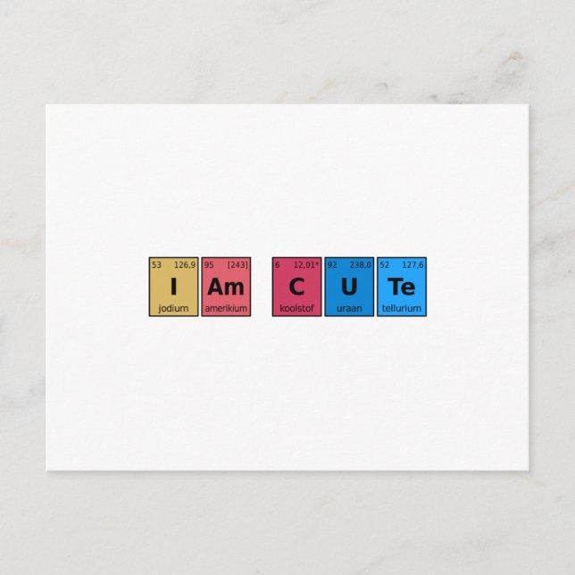 Jag är Cute Periodic Bord Vykort (Framsida)