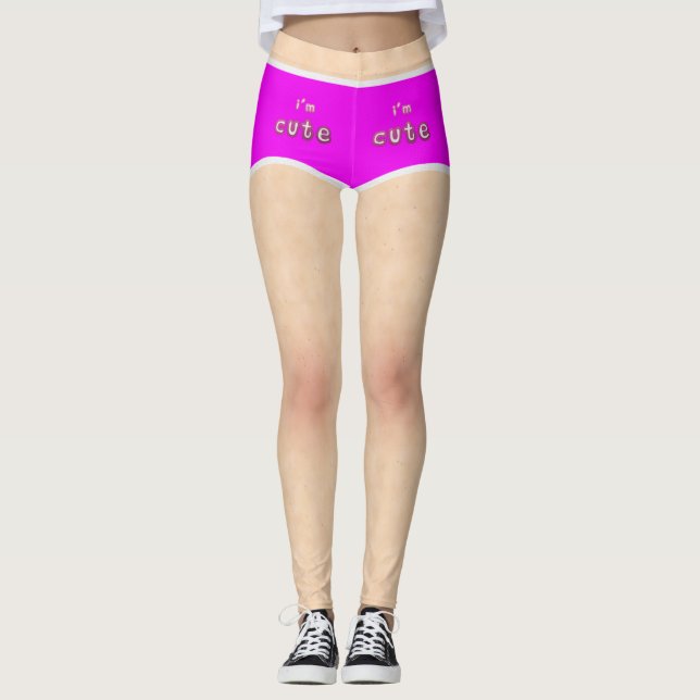 Jag är Cute Rosa Briefs Legging (Framsida)
