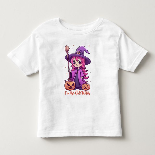 Jag är Cute Witch Rosa Girly Halloween T Shirt (Framsida)