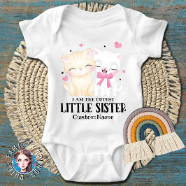 Jag är Cutest Little Sister Cute Cats Anpassningsb T Shirt