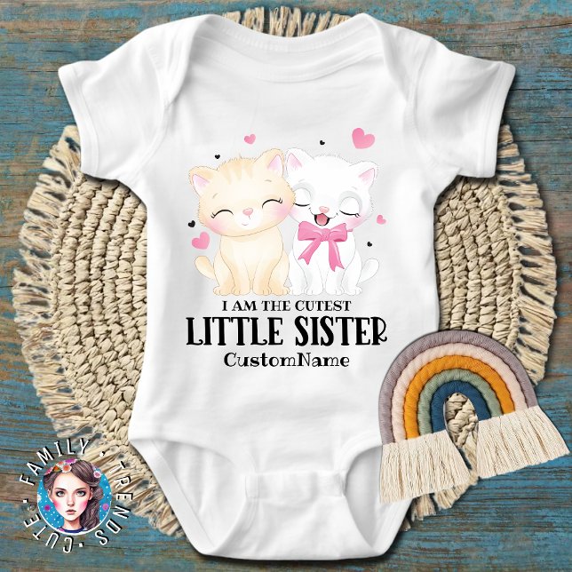 Jag är Cutest Little Sister Cute Cats Anpassningsb T Shirt (Skapare uppladdad)