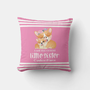 Jag är Cutest Little Sister Cute Corgi Hundar Kudde