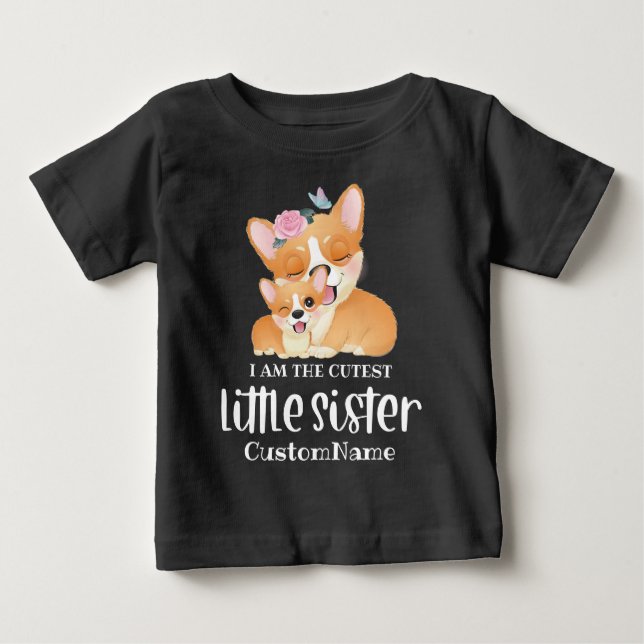 Jag är Cutest Little Sister Cute Corgi Hundar T Shirt (Framsida)