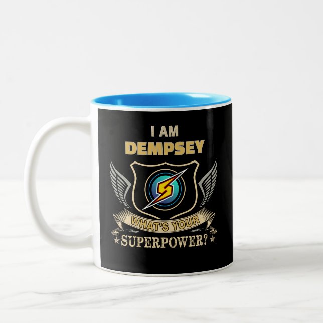 Jag Är DEMPSEY Vad Är Din Superkraft Två-Tonad Mugg (Vänster)
