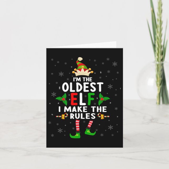 Jag är den äldsta Elf Julafton Elf Syskon Cousin M Kort (Framsida)