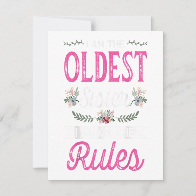 Jag är den äldsta gör regeln storesysterbrorpresen inbjudningar (Framsida)