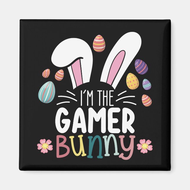 Jag är den gamer-kanin spelande påskmatchning magnet (Framsidan)