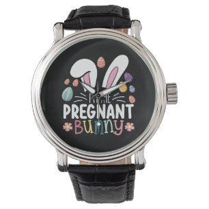 Jag är den gravida kaninmamman påsk familje matcha armbandsur