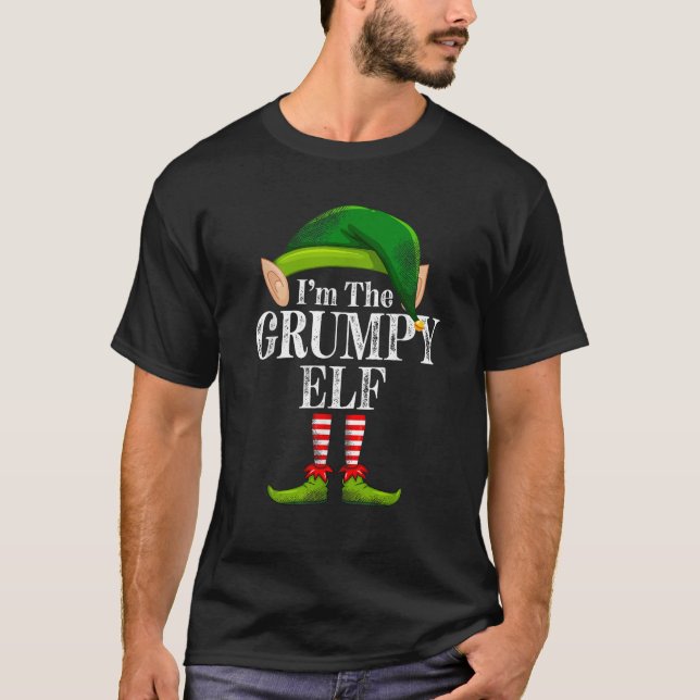Jag är den grumpy Elf Matching Familjens julfinny T Shirt (Framsida)