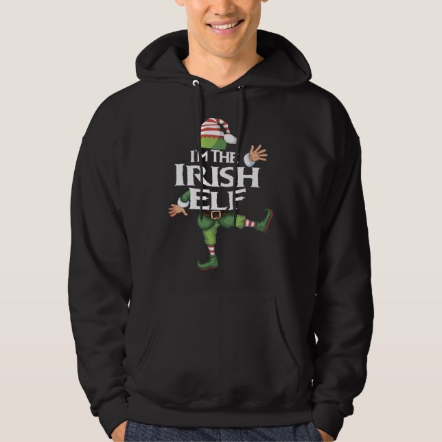 Jag är den irländska Elf-julen Kväll Julafton Elf  Hoodie (Framsida)