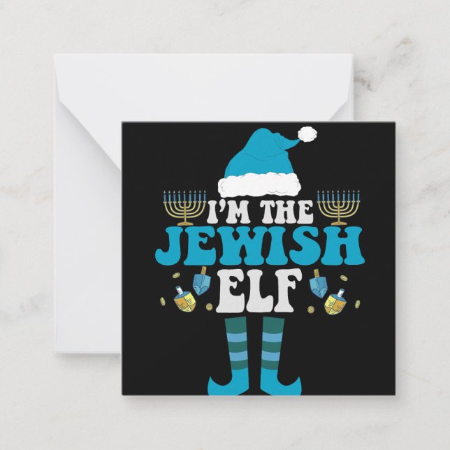 Jag är den judiska Elf Funny Hanukkah Menorah Gift Anteckningskort (Framsida)
