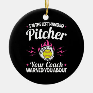 Jag är den Lämnat Handed Pitcher Funny Softball Le Julgransprydnad Keramik
