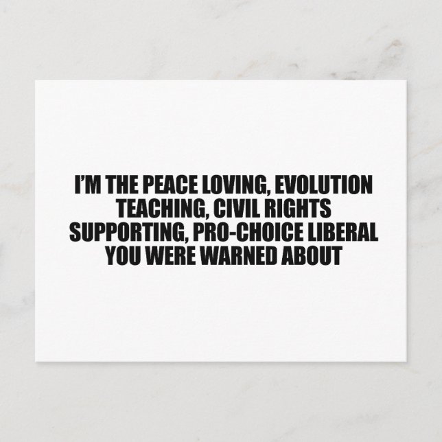 Jag är den liberala du varnades för vykort (Framsida)