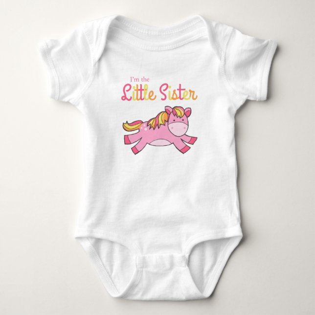 Jag är den lilla syster - Cute Rosa Pony Tröja (Framsida)