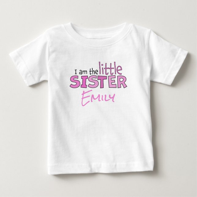 Jag är den lilla syster Whimsic Rosa Modern Cute T Shirt (Framsida)