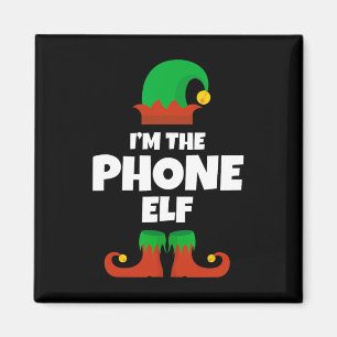 Jag är den Mobila Elf-familjen Pajama-julfonen Magnet