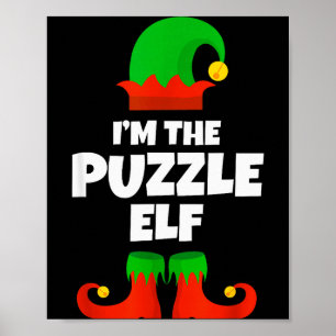 Jag är den pusselälva familjens pyjamas jul rolig poster