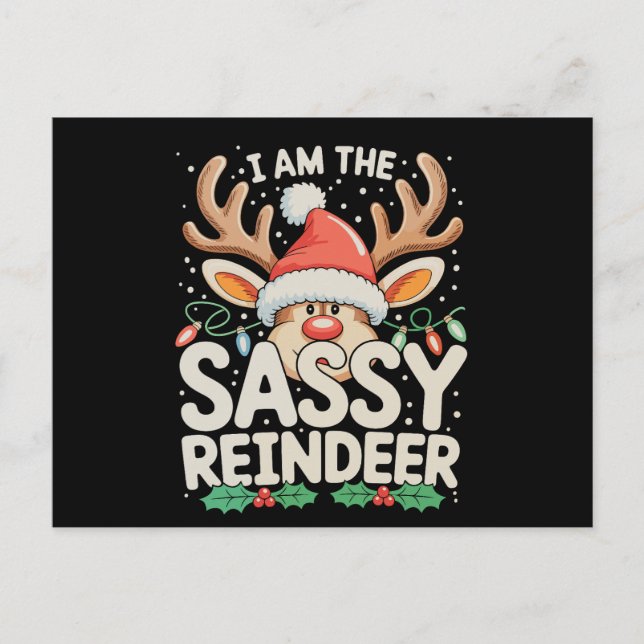 Jag Är Den Sassy Ren Jul Familj Xmas Helg Vykort (Framsida)