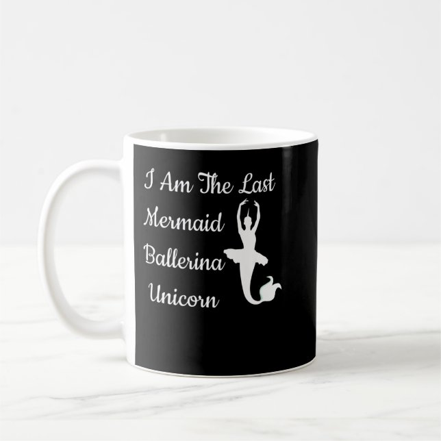 Jag är den sista Sjöjungfrun Ballerina Unicorn Fun Kaffemugg (Vänster)