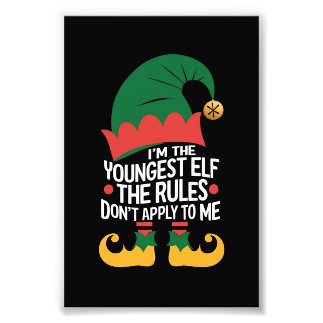 Jag är den yngsta Elf Matching Family-julen Fototryck (Framsidan)