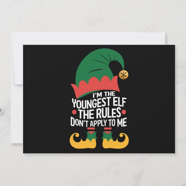 Jag är den yngsta Elf Matching Family-julen Julkort (Framsida)