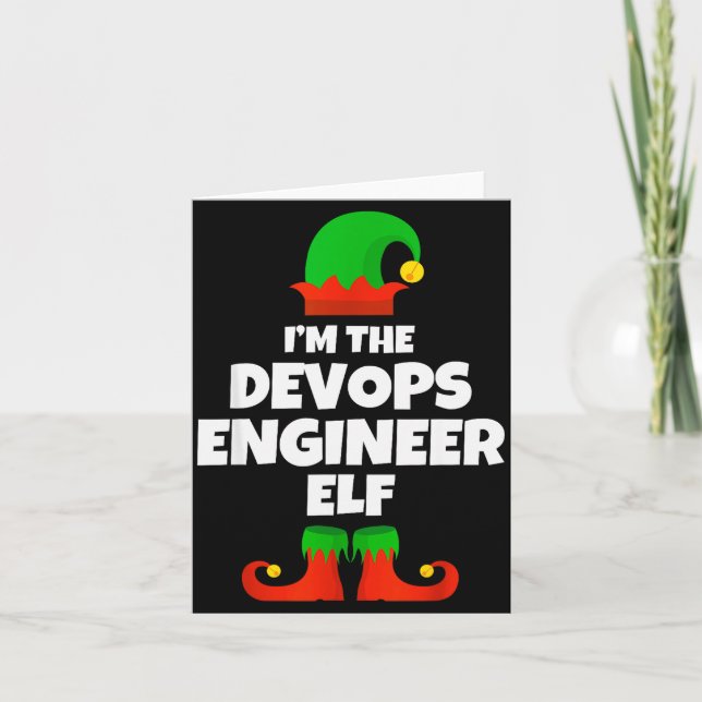 Jag är Devops Ingenjör Elf Familj Pyjamas Jul Kort (Framsida)