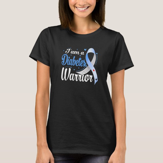 Jag är Diabetes Warrior Awareness Ribbon Diabetic T Shirt (Framsida)
