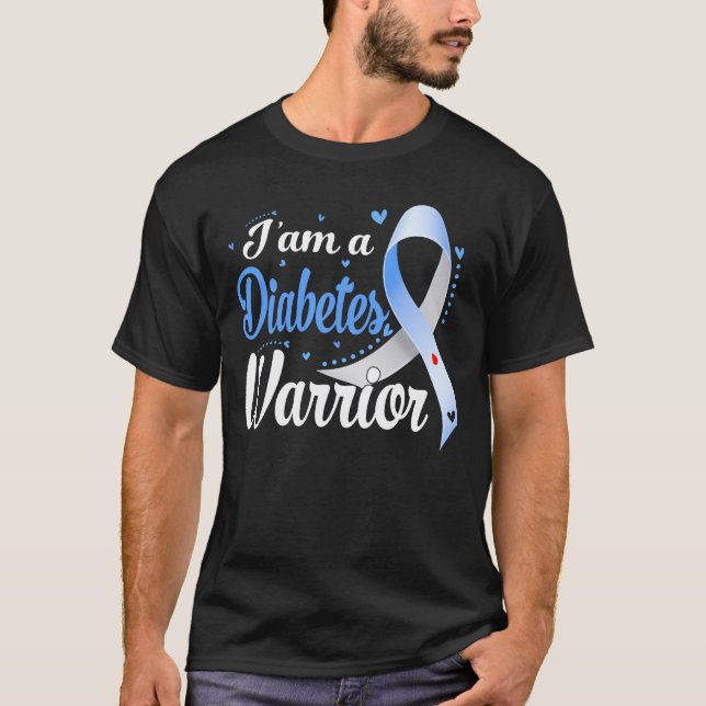 Jag är Diabetes Warrior Awareness Ribbon Diabetic T Shirt (Framsida)