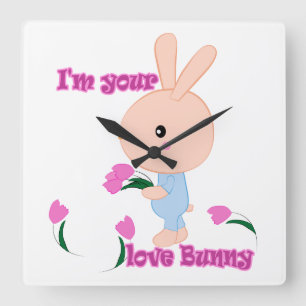 Jag är din favoritbunny fyrkantig klocka
