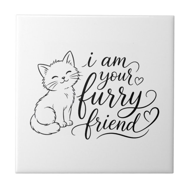 Jag Är Din Furry Vän Söt Husdjur Design Kakelplatta (Framsidan)