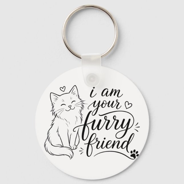 Jag Är Din Furry Vän Söt Husdjur Design Nyckelring (Framsida)