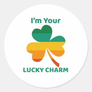 Jag är din Lucky Charm Fyrklöver Runt Klistermärke