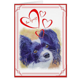 JAG ÄR DIN VALENTINE BLACK OCH WHITE PAPILLON HÄLSNINGSKORT