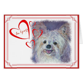 JAG ÄR DIN VALENTINE CUTE WHITE YORKIE MIX HÄLSNINGSKORT