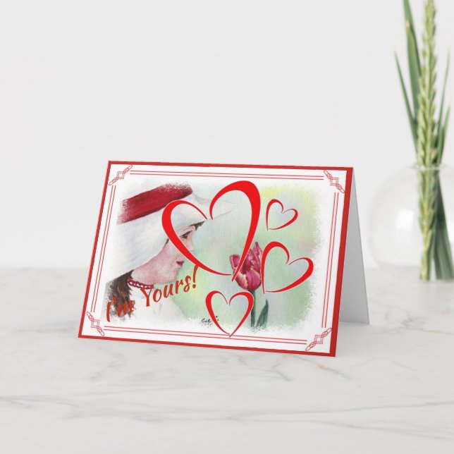 JAG ÄR DIN VALENTINE GIRL MED TULIP HELGKORT (Framsida)