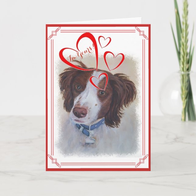 JAG ÄR DIN VALENTINE STATELY AUBURN SETTER MIX HELGKORT (Framsida)