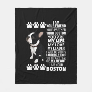 Jag är din vän din partner din Boston Terrier Fleecefilt